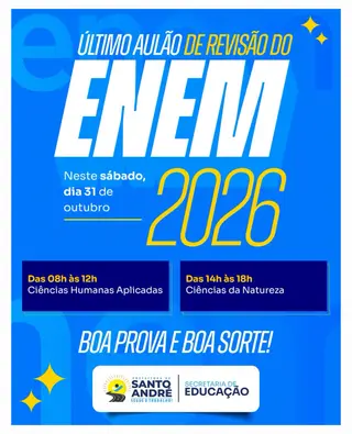 📚 Ei, vai fazer o ENEM 2026? Então participe do último aulão de revisão que acontecerá...