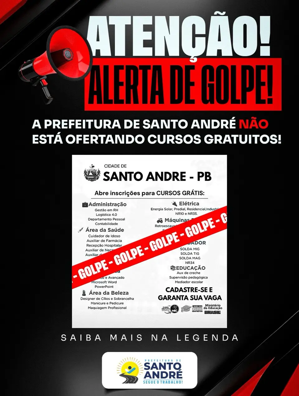 Prefeitura de Santo André alerta sobre fake news de cursos gratuitos