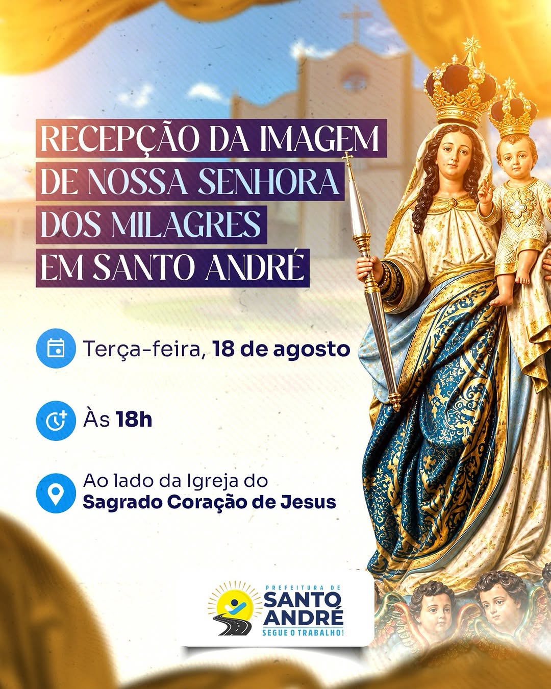🙏🏻 Na próxima terça-feira (18) Santo André receberá a imagem de Nossa Senhora dos Mil...