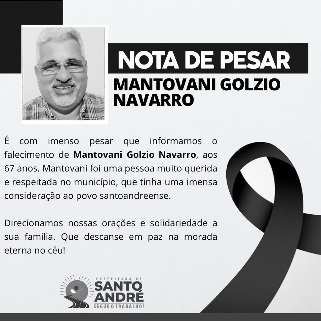 ⚫️ LUTO: Comunicamos o falecimento de Mantovani Golzio Navarro. Direcionamos nossas ora...