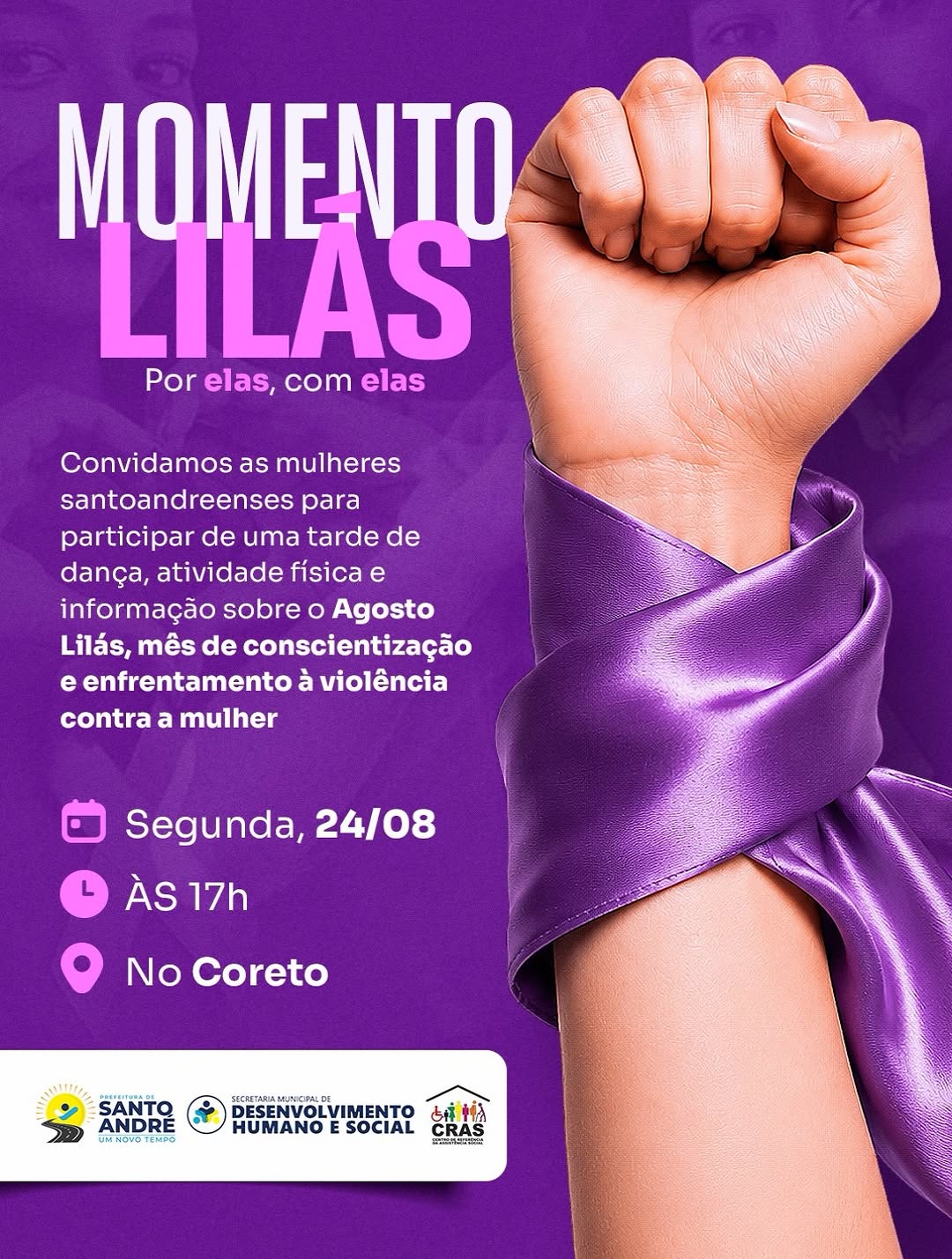 💜 Mulheres, vocês estão convidadas para participar de uma ação do Agosto Lilás nesta s...