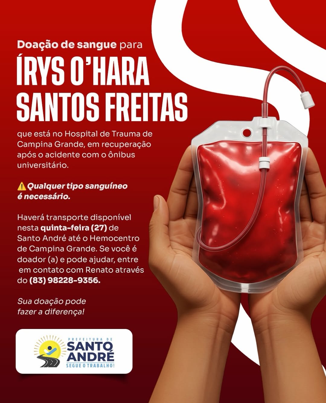 🩸 Juntos nos solidarizamos com o estado de saúde de Írys O’hara, uma das estudantes vi...