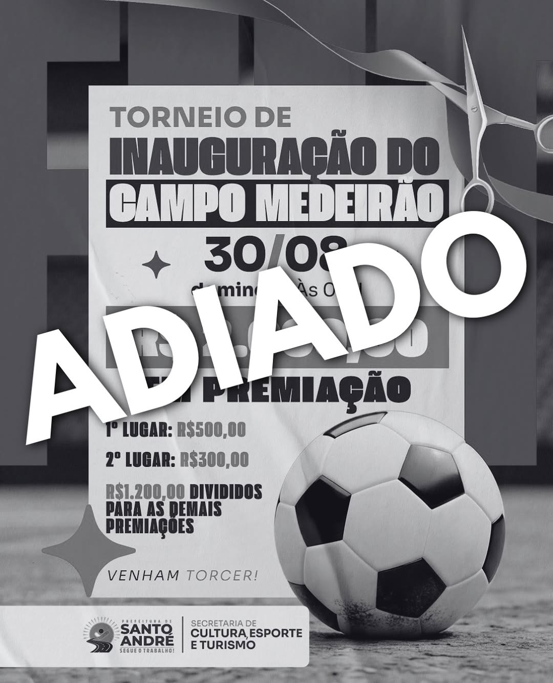 🚨 O Torneio de Estreia do Campo Medeirão que aconteceria neste domingo, dia 30, foi AD...