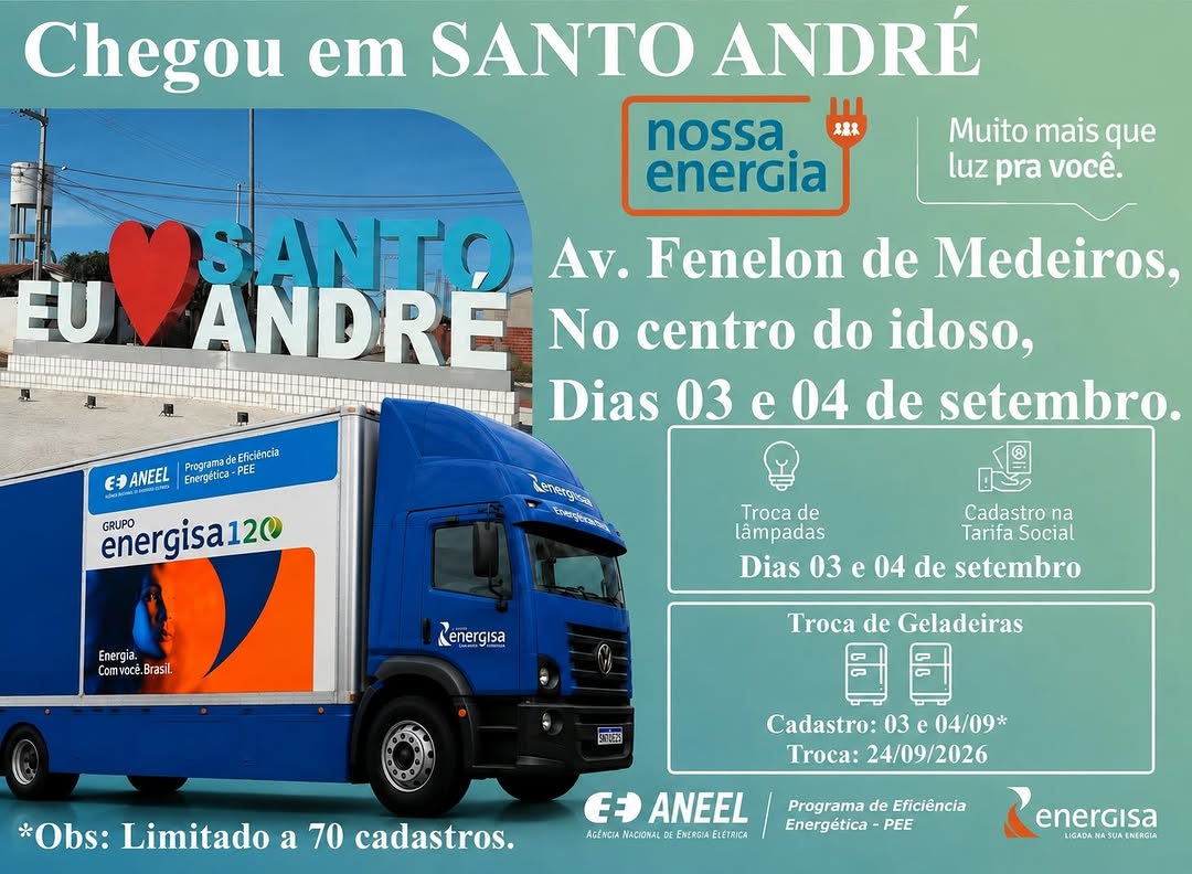⚡ O Projeto Nossa Energia da Energisa está chegando em nossa cidade! Nos dias 03 e 04 d...