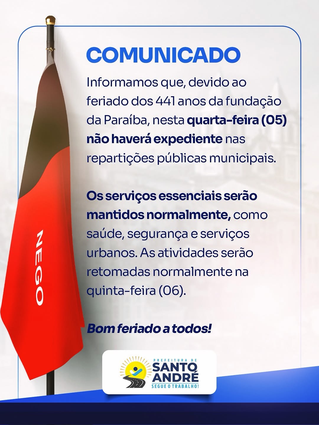 Prefeitura de João Pessoa suspende expediente em feriado municipal