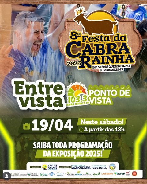 Entrevista exclusiva na @serrabrancafm trará detalhes da 8ª Festa da Cabra Rainha