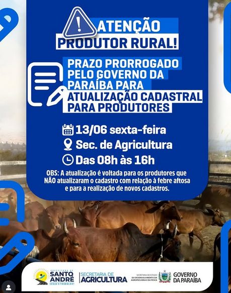 Governo do Estado prorroga prazo para atualização cadastral dos produtores em Santo André