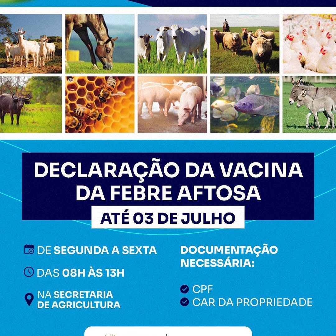Atenção, produtores: declare vacina da febre aftosa até 3 de julho
